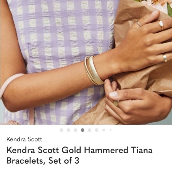 Kendra Scott Tiana Gold Hammered Cuff Bracelets (set of 3) - Picture 7 of 7